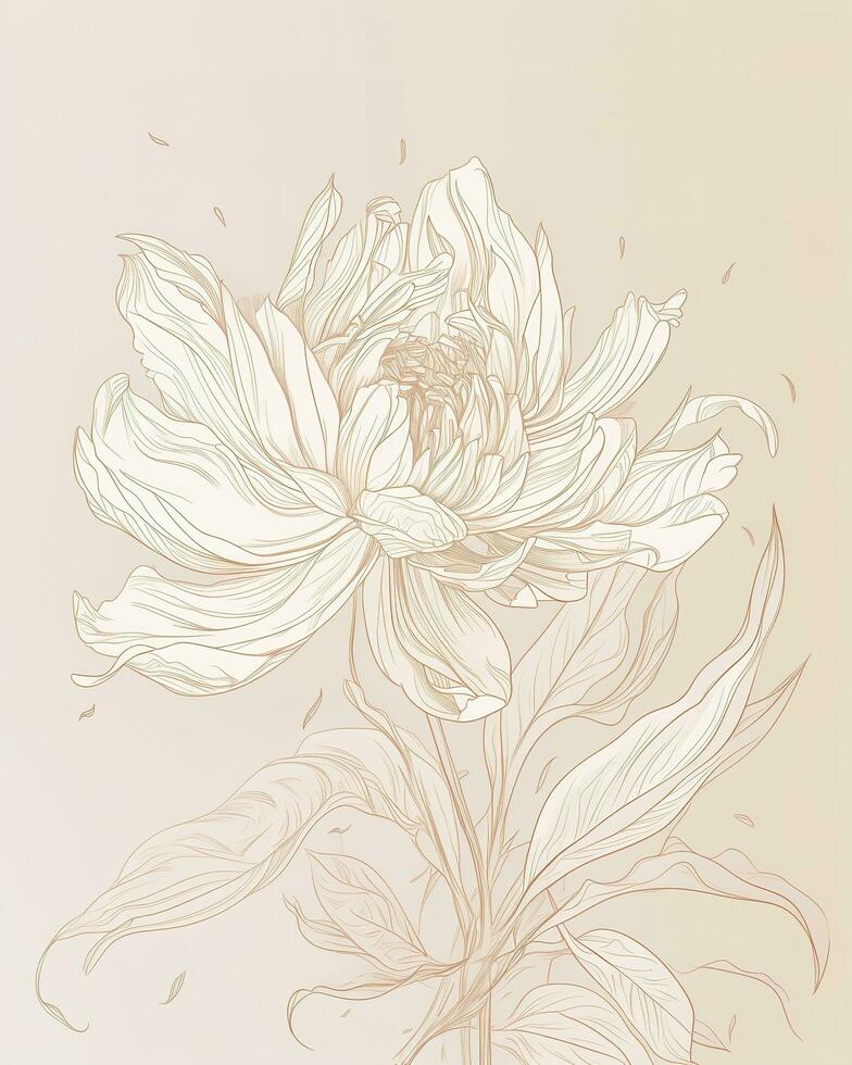 Lotus flower vector illustration with line art , generate ai photo