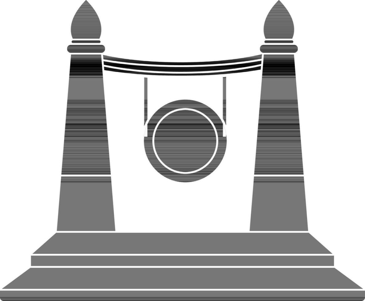 black and white chinese gong in flat style. vector