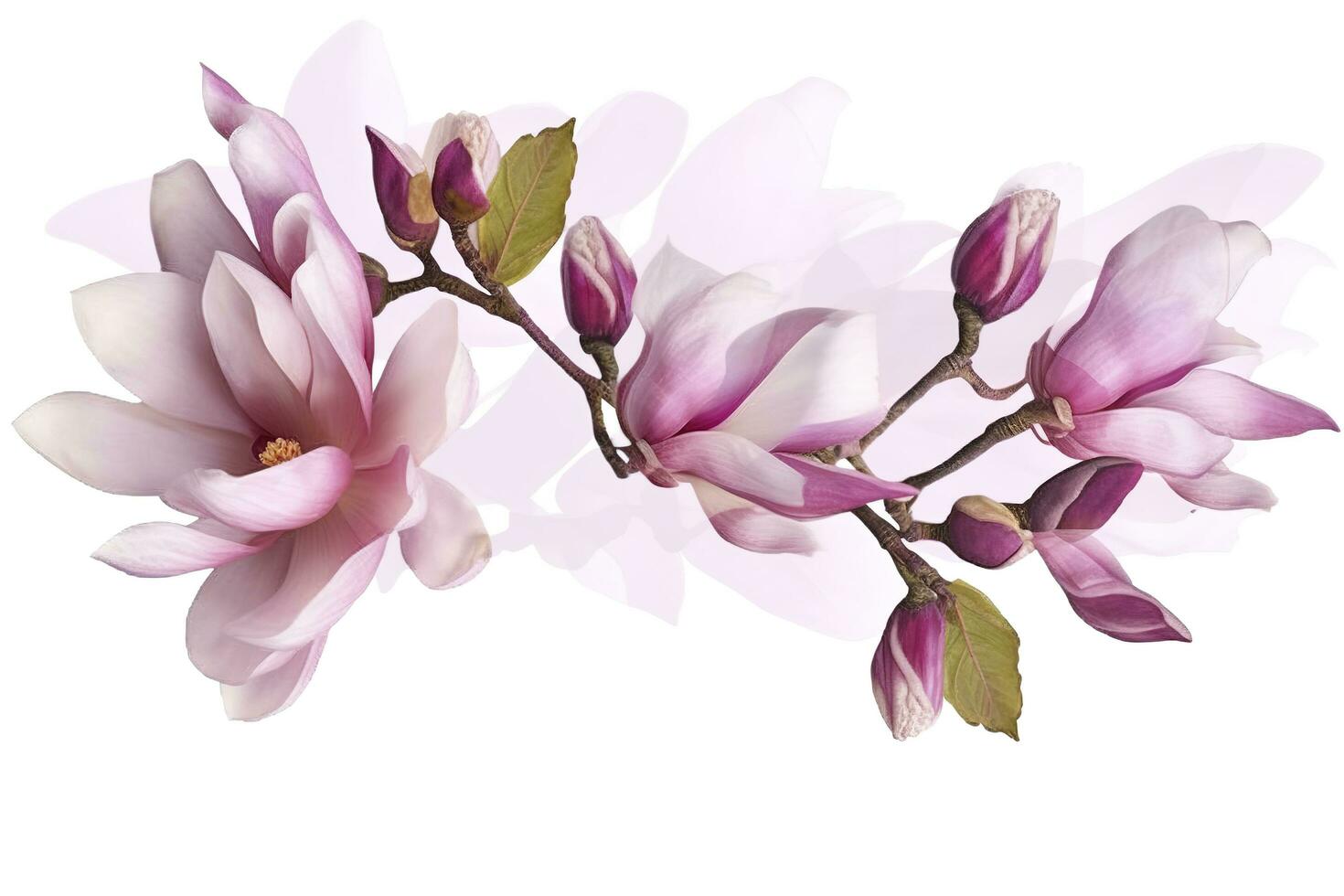 pink magnolia on transparent background , generate ai photo