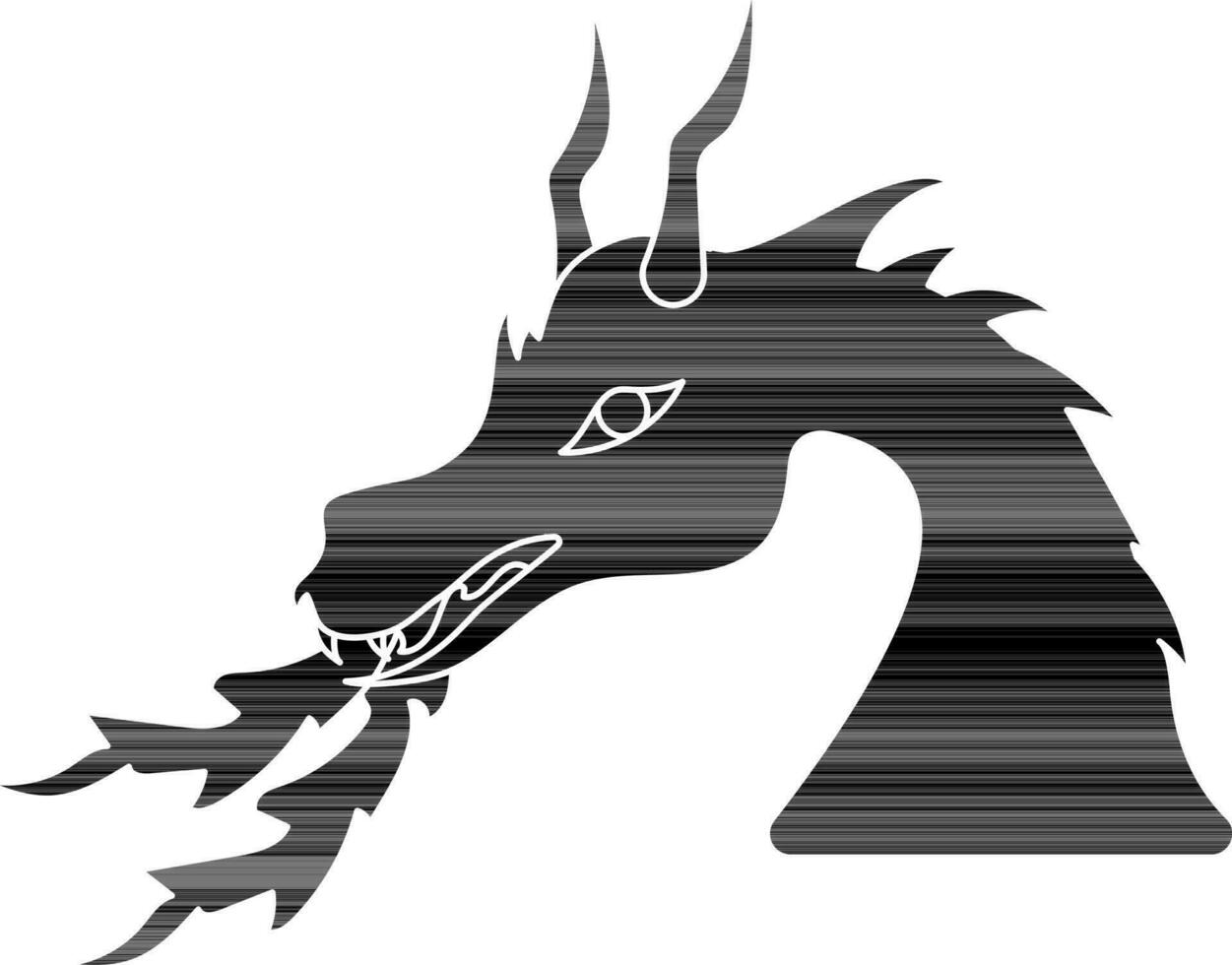 Dragon in black and white color. vector