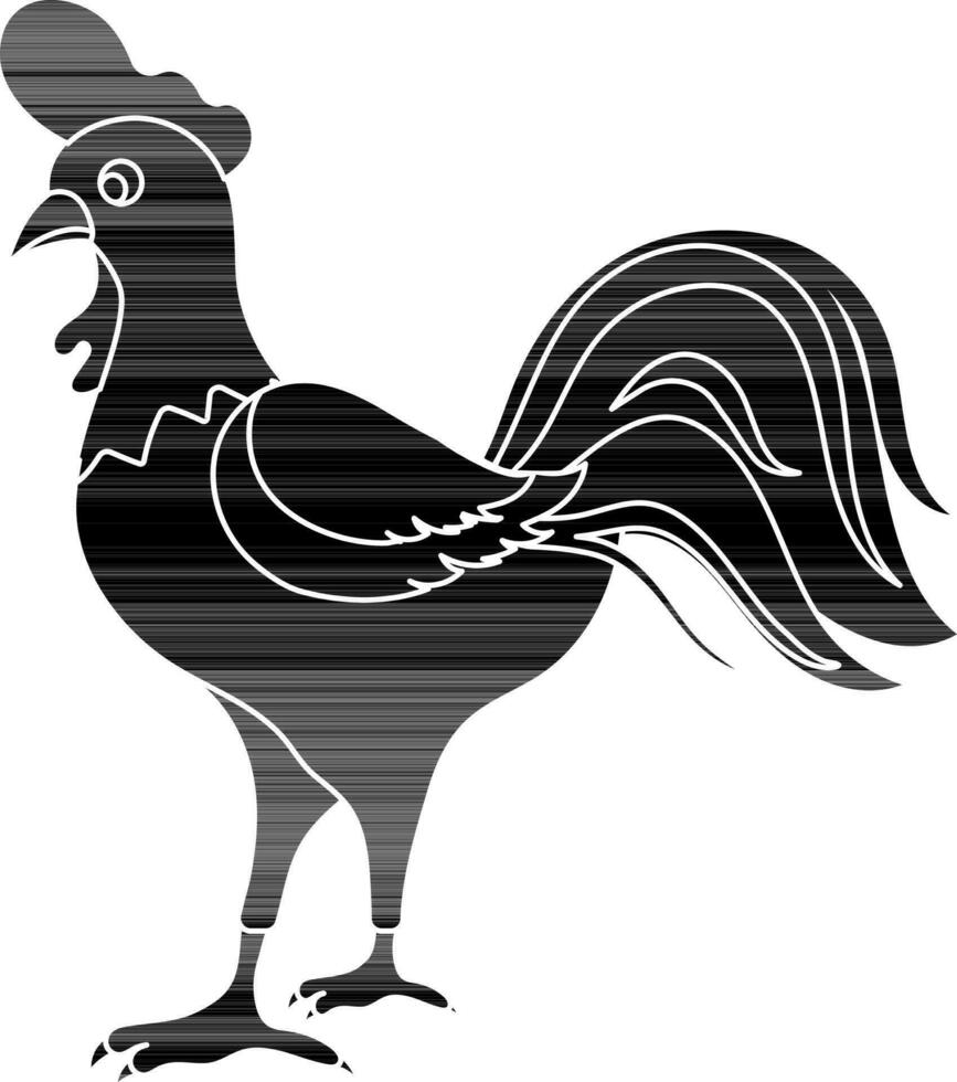 black and white cock in flat style. vector