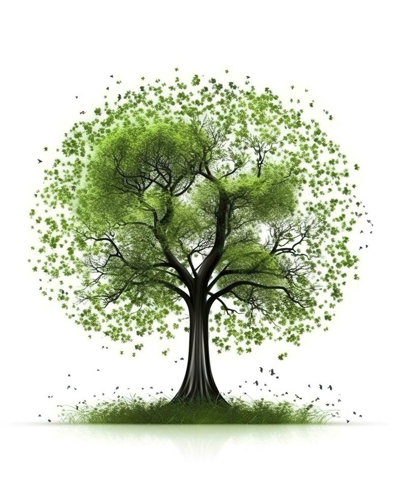 earth day tree on green earth on isolate background, generate ai photo