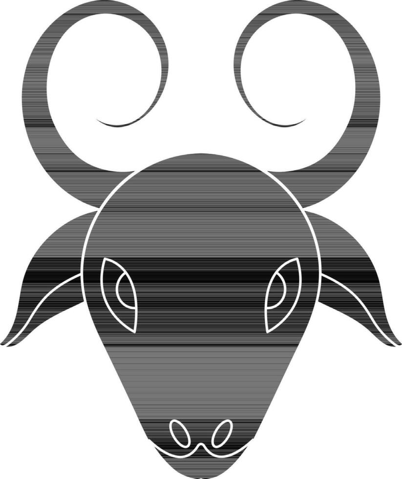 Face of bull in black and white color. vector