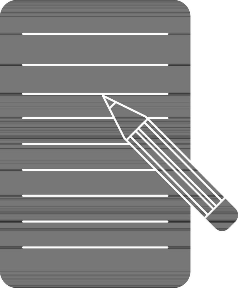 Black and white notepad with pencil. vector