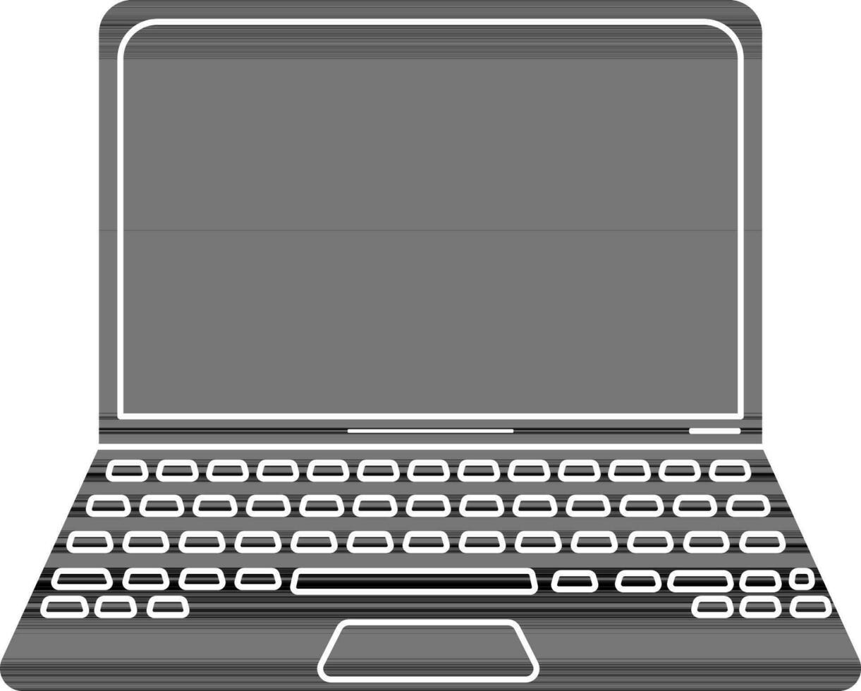 negro y blanco ordenador portátil en plano estilo. vector
