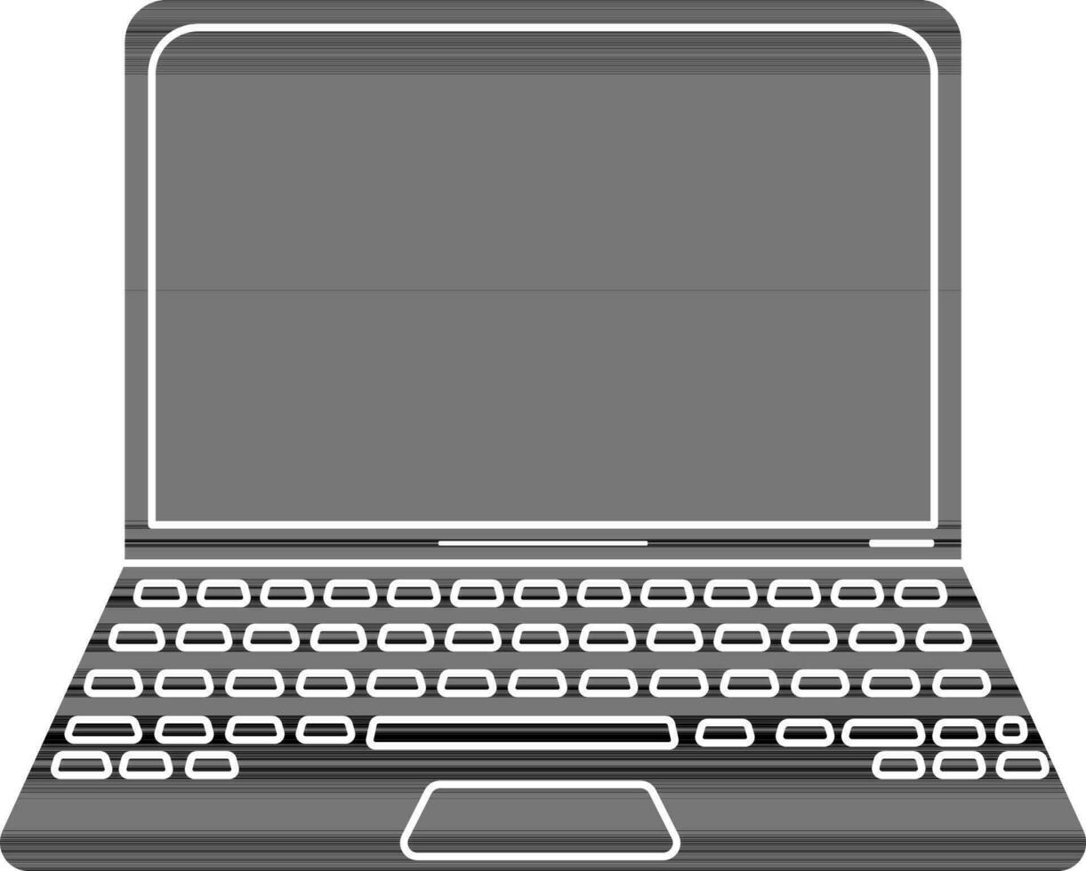 black and white laptop in flat style. vector