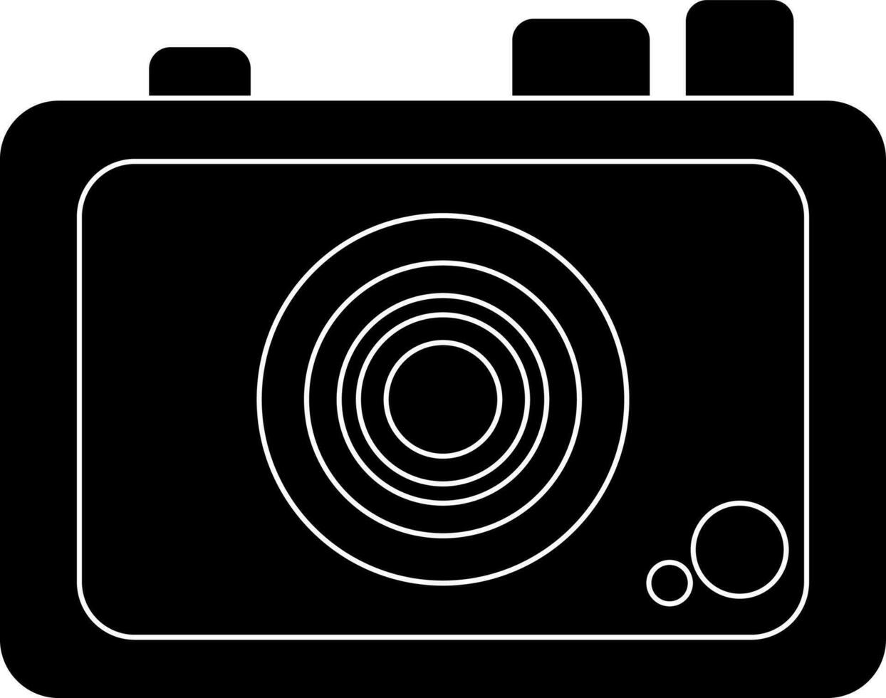 Illustration of a camera in black and white color. vector