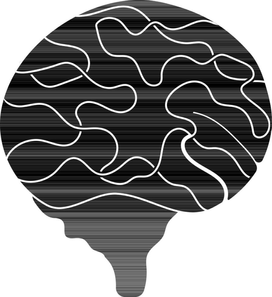 Flat style black and white brain. vector