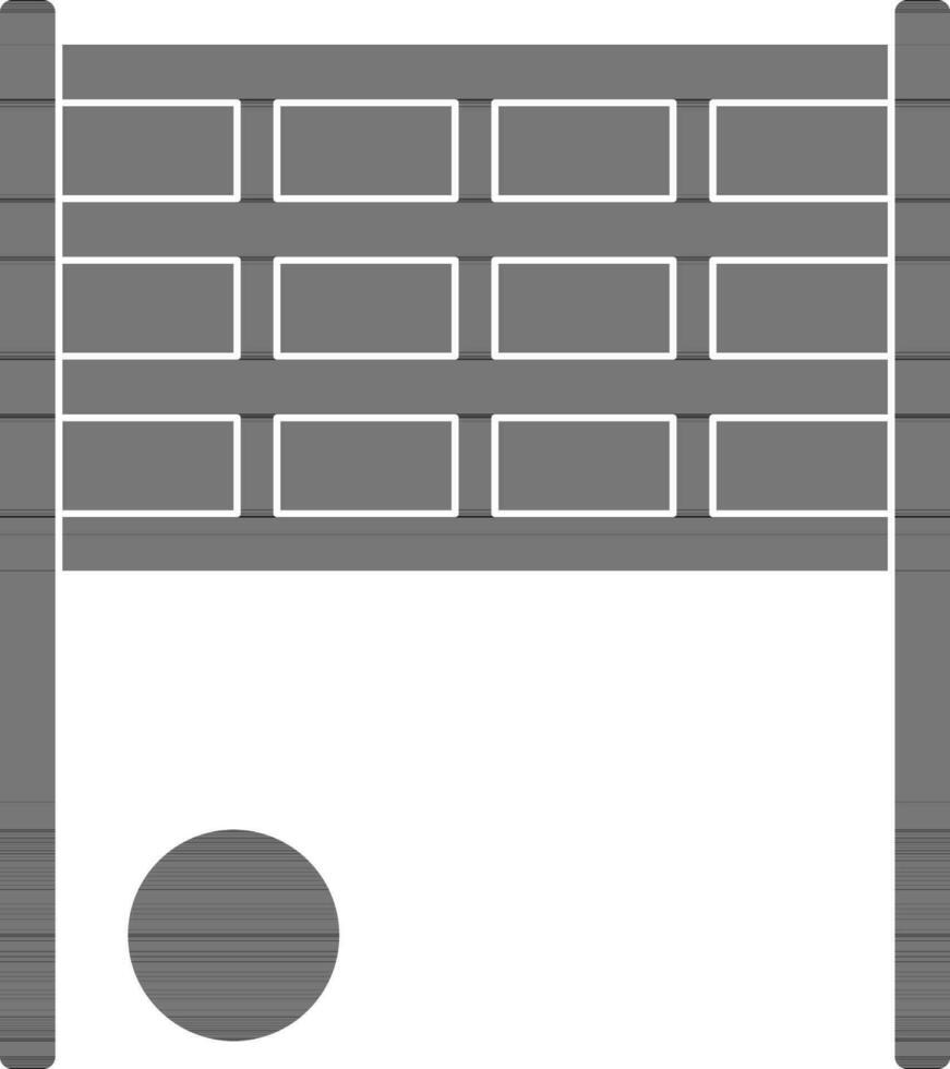 Black and white soccer goal net with football. vector