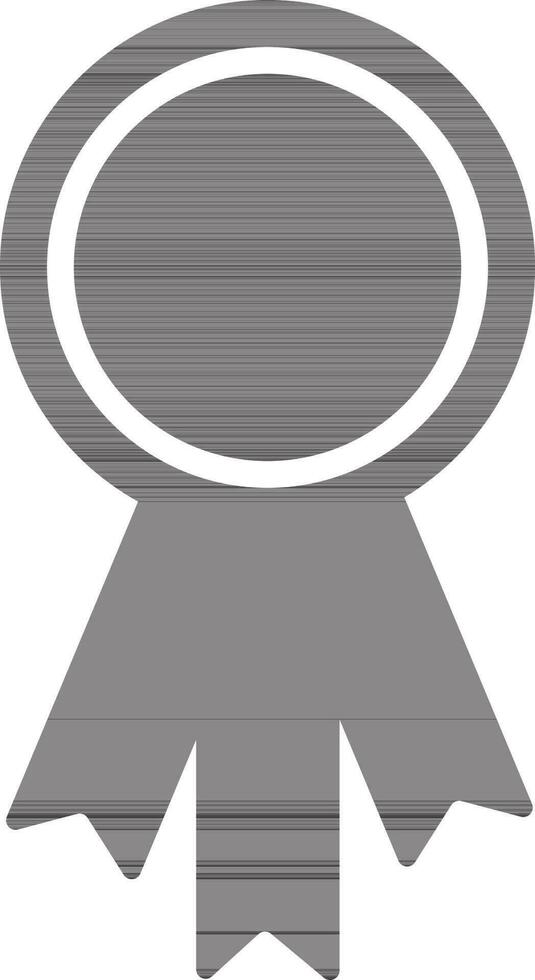 black and white badge with ribbon in flat style. vector