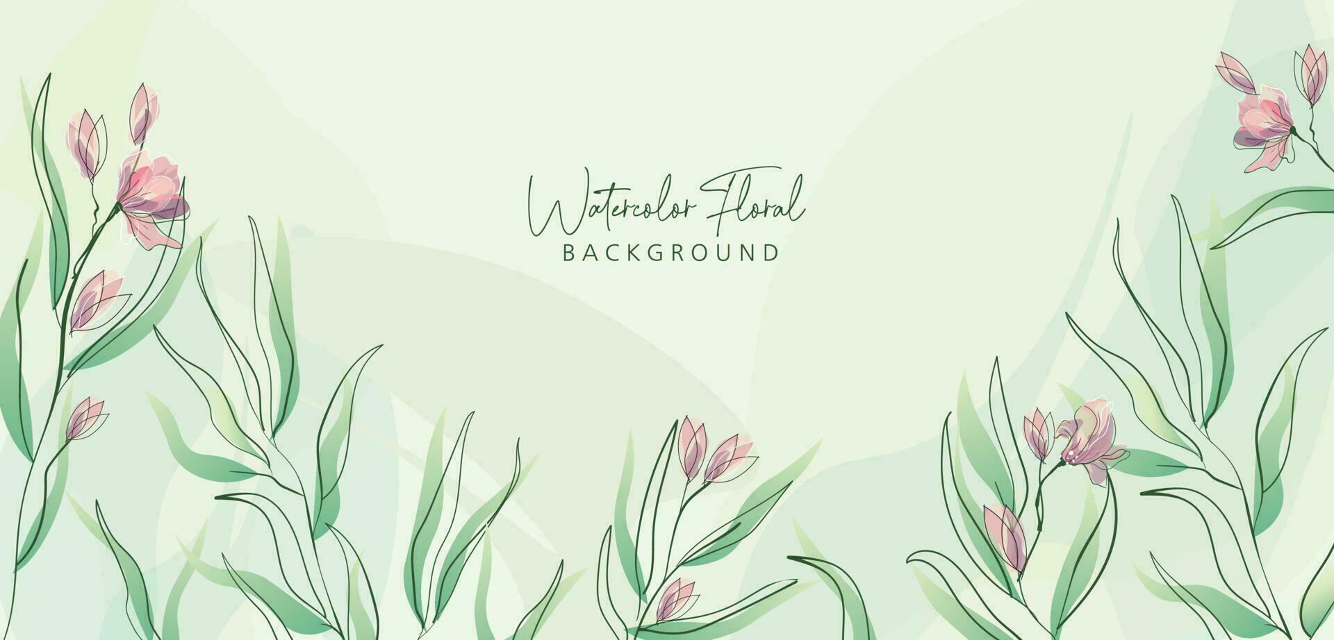 Watercolor bakground with leaves vector