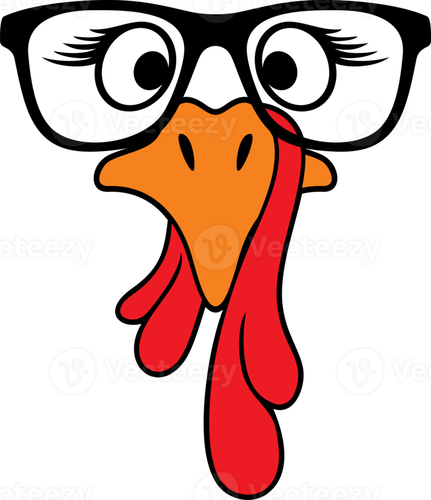 Turkey with Glasses PNG Illustration