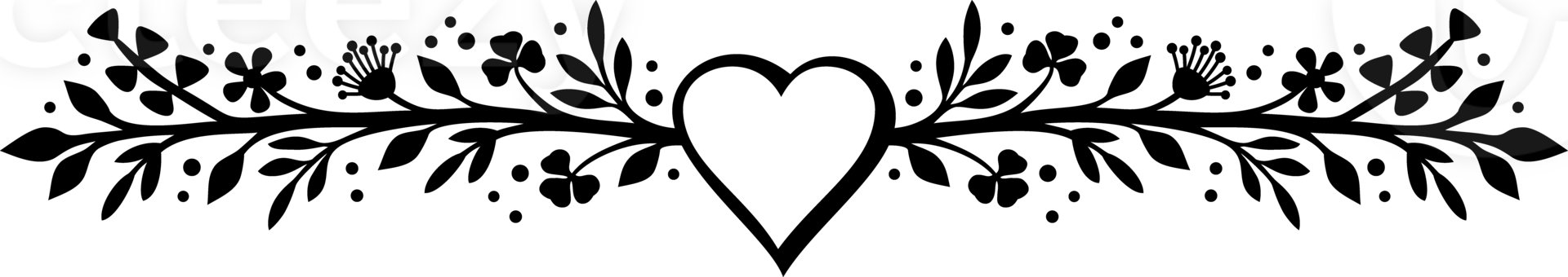 Floral Wreath with Heart. PNG Illustration.
