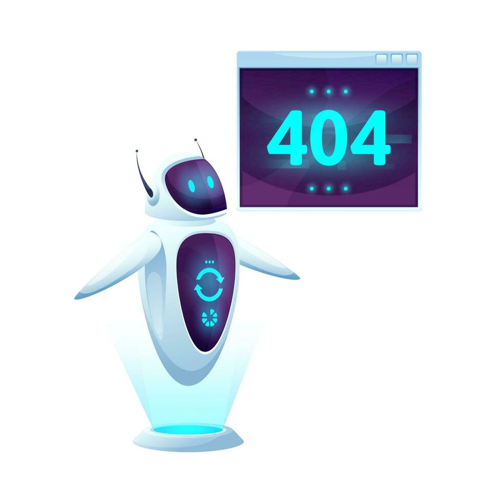 404 page with cartoon screen and robot character vector