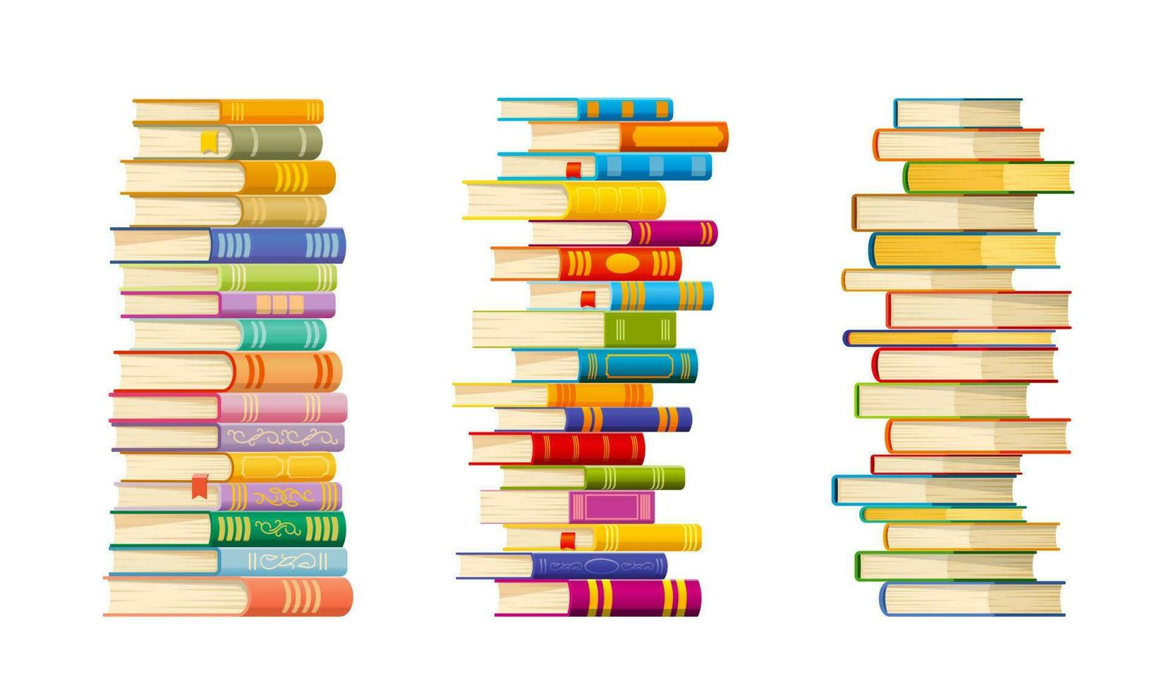 High books stacks and piles, library, bookstore vector