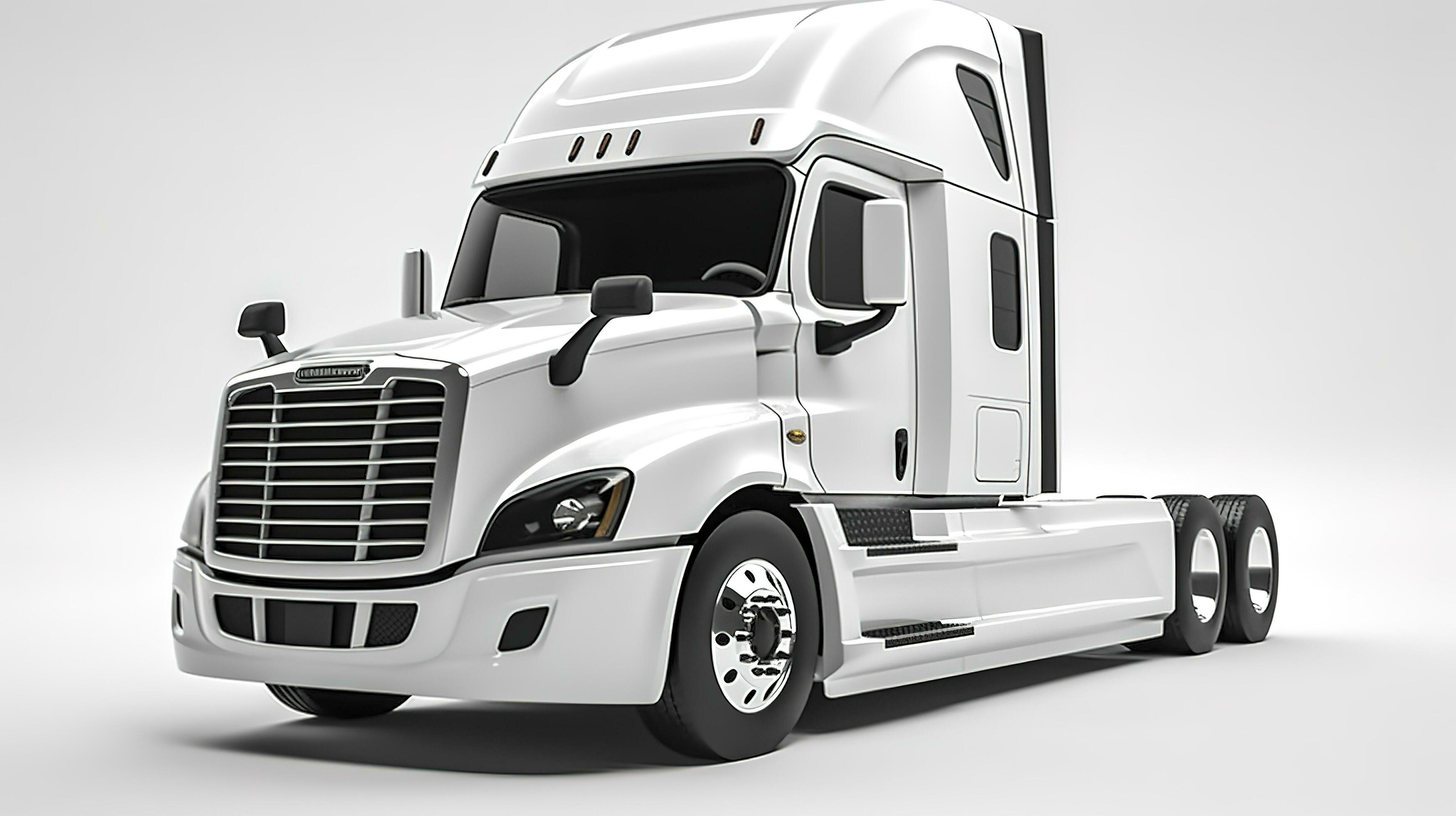 grande camión Freightliner cascadia con azul taxi aislado en un blanco