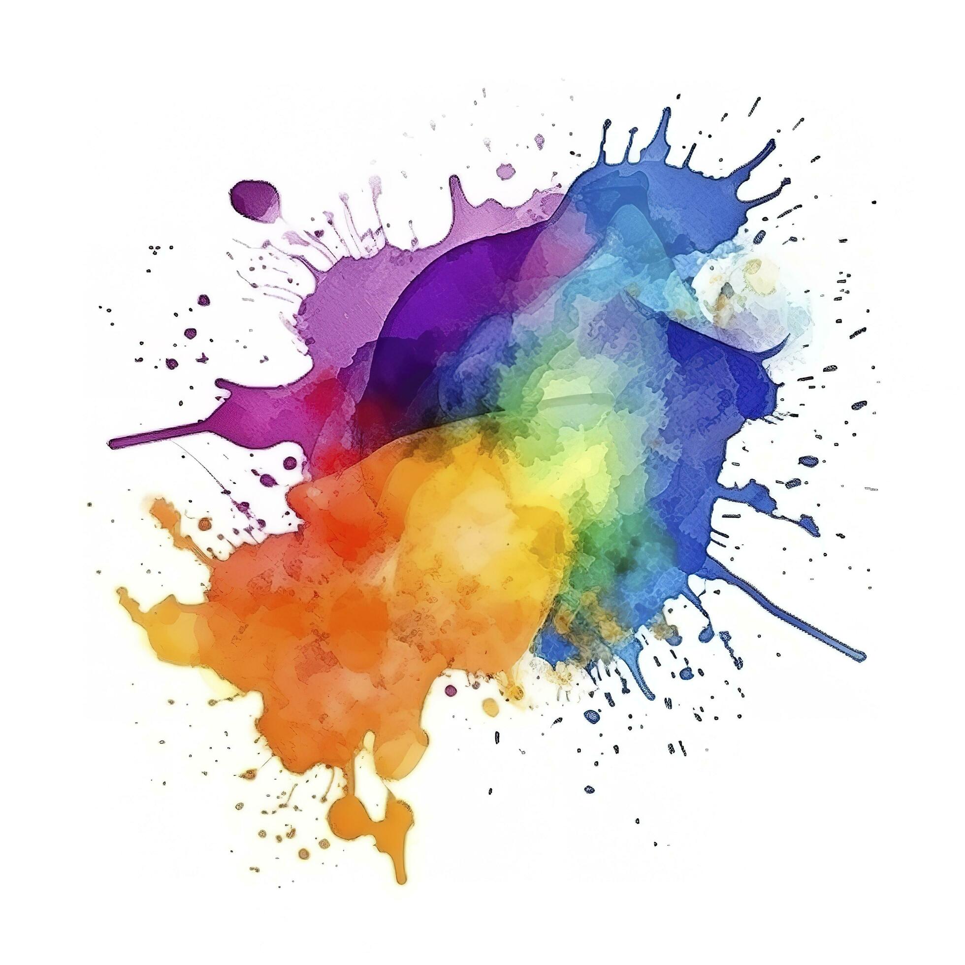 Color paint splatter. Bright ink stains and spray blots isolated on wh By  Tartila