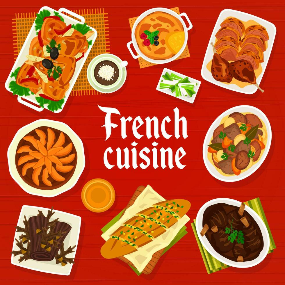 French cuisine restaurant menu cover template vector