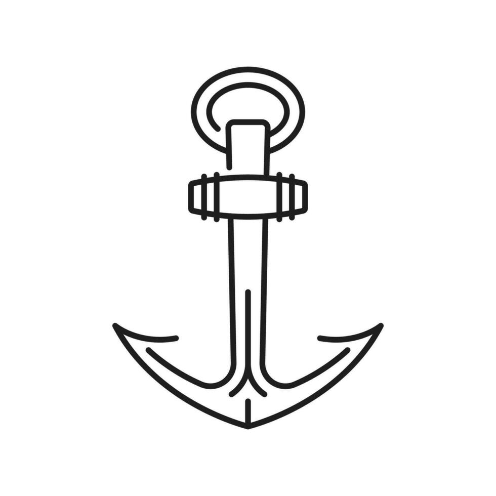 Nautical travel vessel anchor thin line icon vector