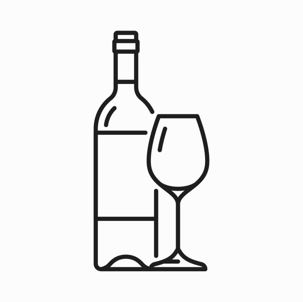 bebida de vino y vaso aislado contorno icono vector