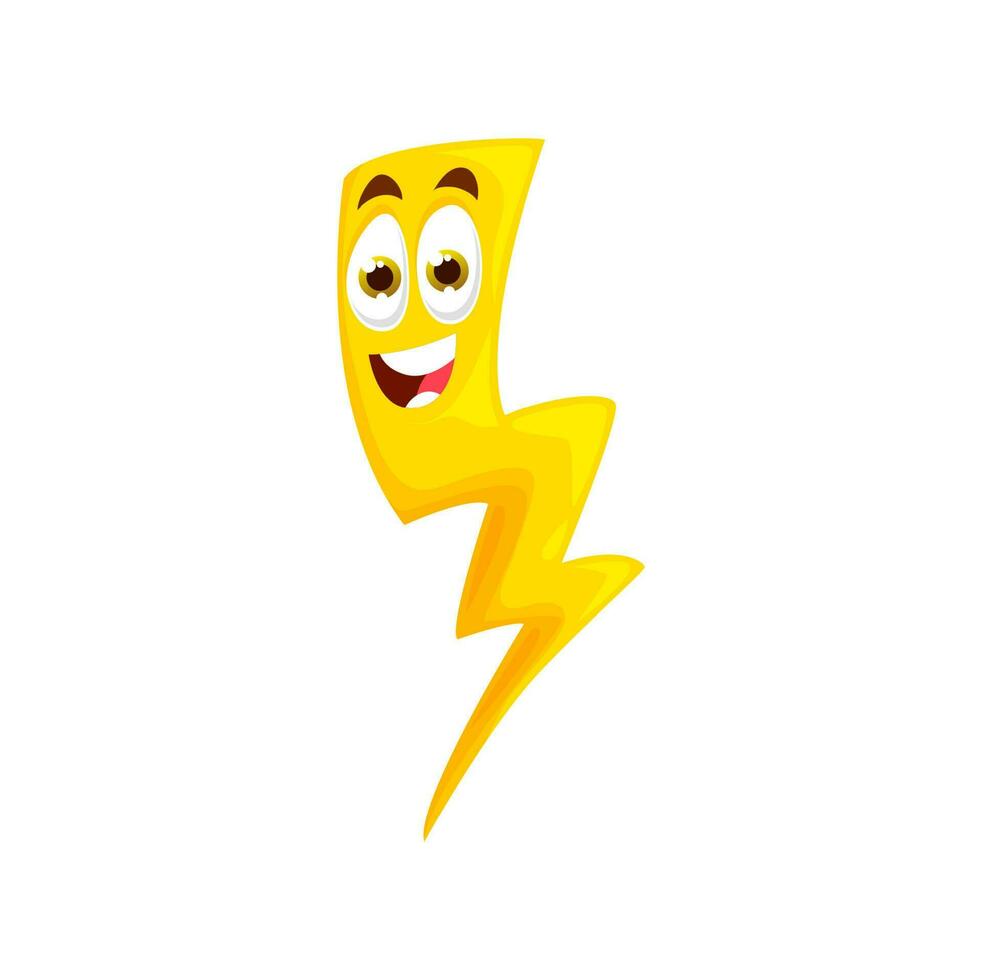 Cartoon lightning character, energetic flash bolt vector