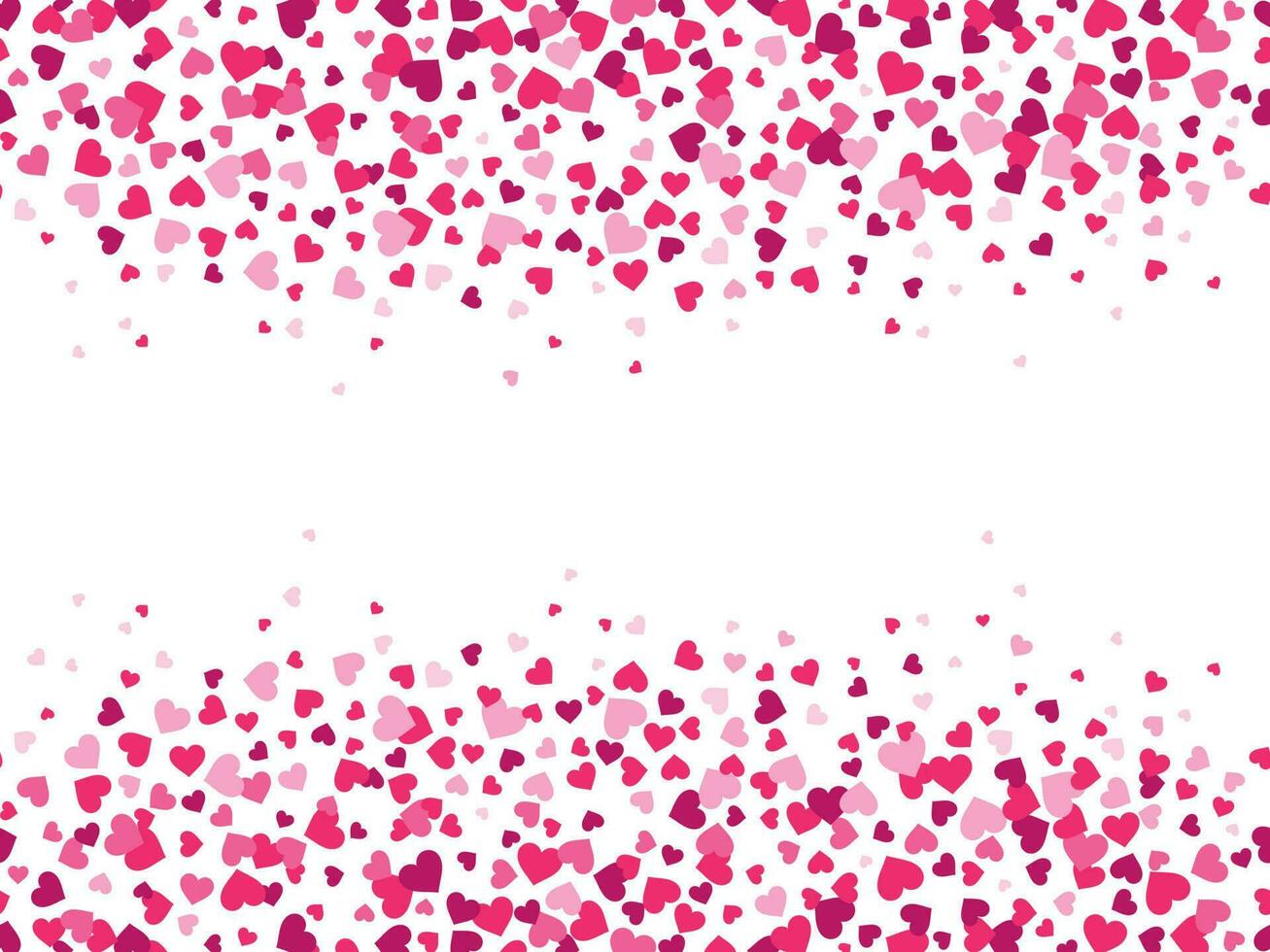 Valentines hearts confetti. Heart splash, valentine day frame border and love card vector background