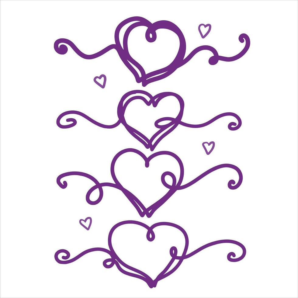 uno línea corazón dibujo. romántico símbolo de enamorado día. lineal decoración aislado en blanco vector