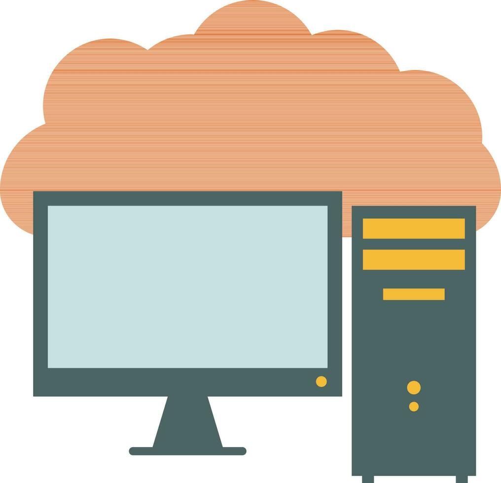 Moniter with CPU in flat style. vector