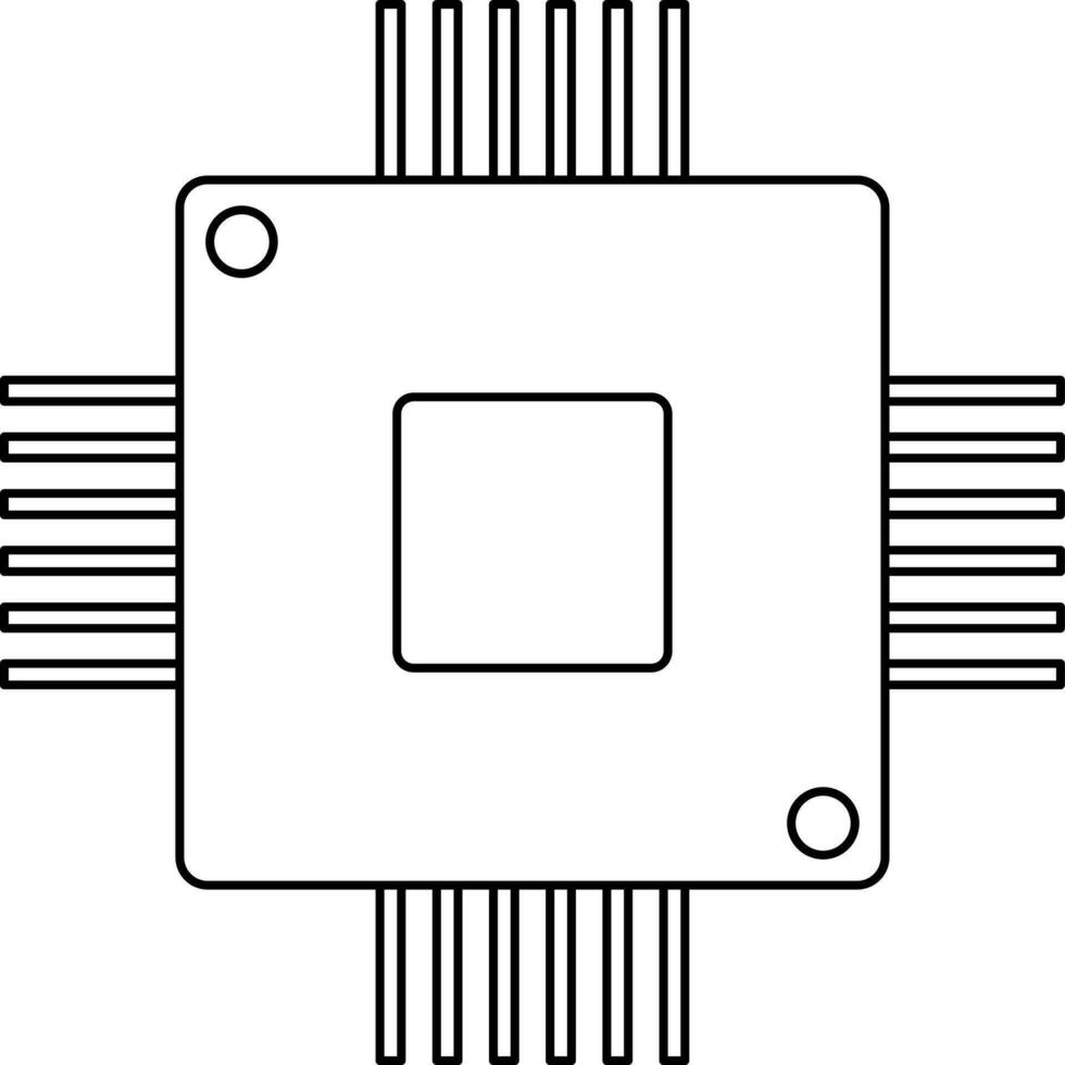 Isolated CPU in line art illustration. vector