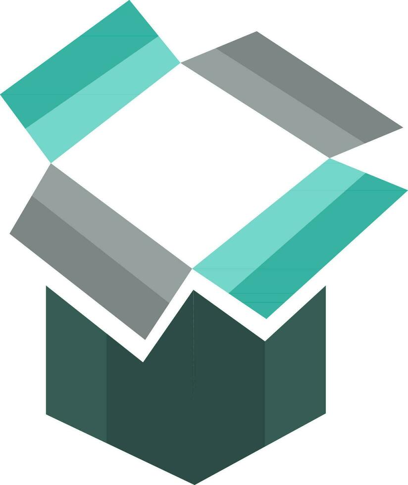 Opened box in green and grey color. vector