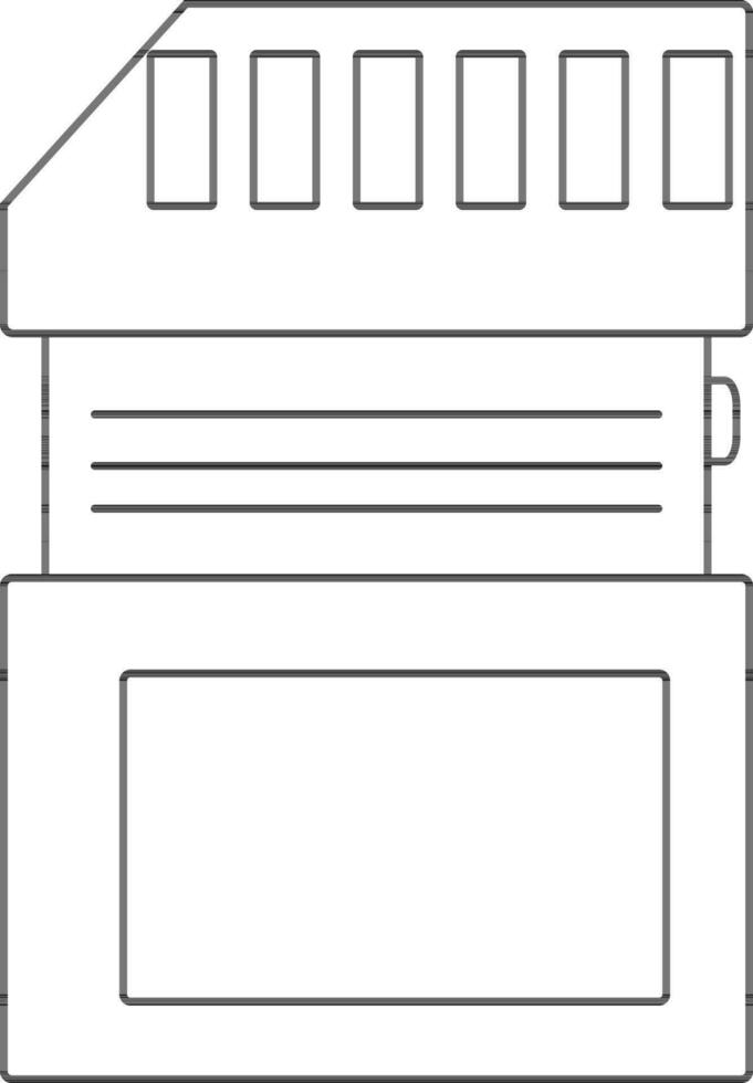 Isolated memory card in black line art illustration. vector