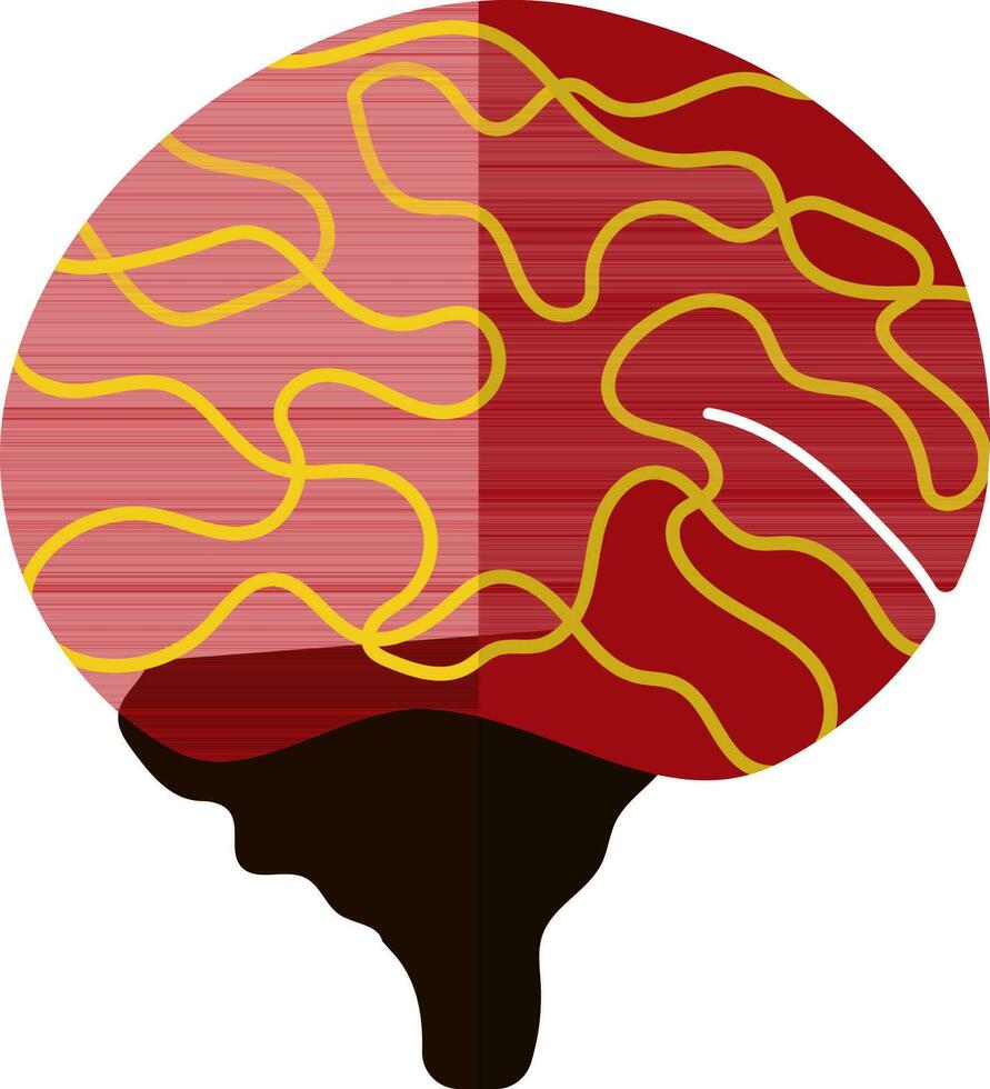 Flat style brain made by red and brown color. vector