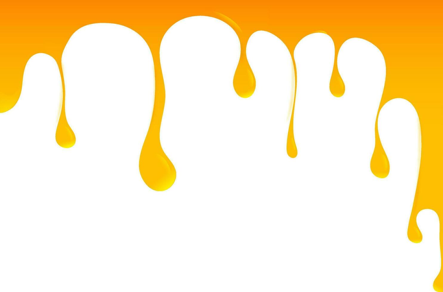 Glossy orange ice cream melt drops down. vector