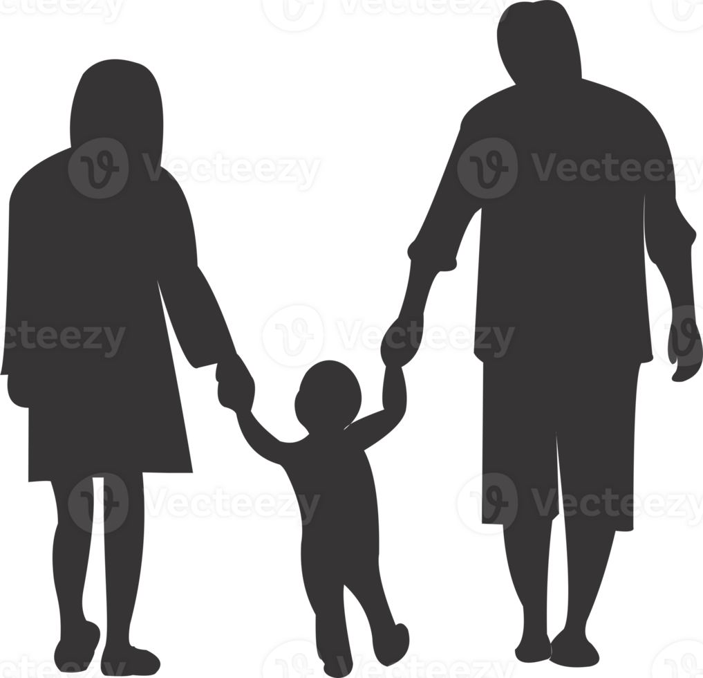 Family hand in hand baby silhouette png