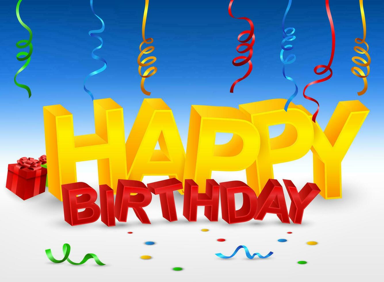 Happy Birthday 3D Text, Vector Illustration