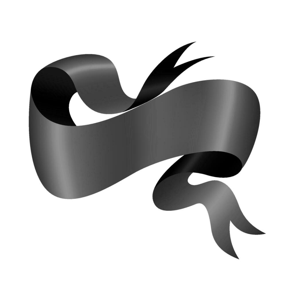 Black Banner Ribbon, Vector Illustration