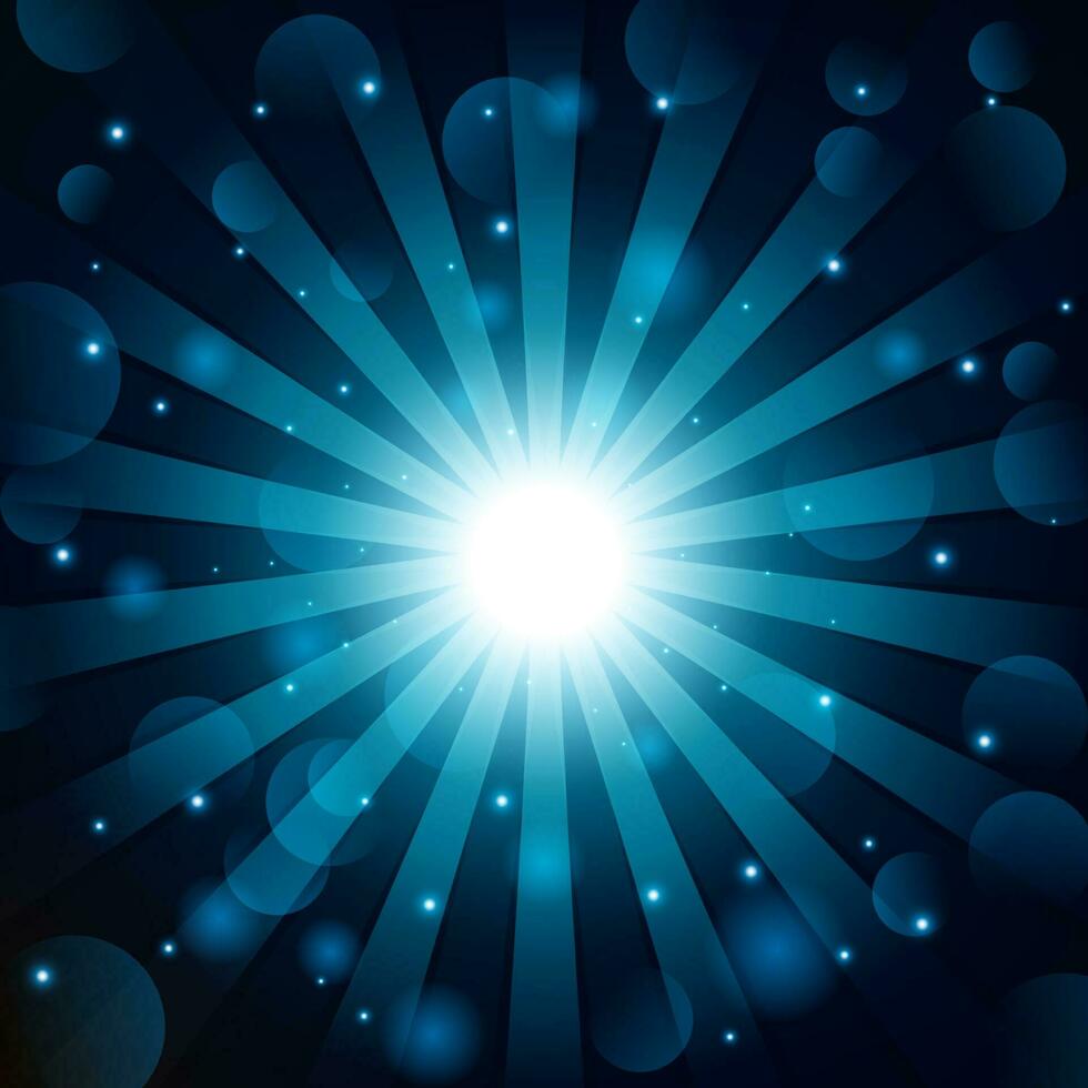 Blue Shine With Lens Flare Background, Vector Illustration