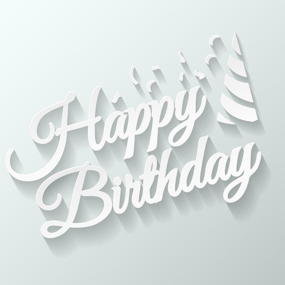 Happy Birthday Greeting Card Paper Cut, Vector Illustration