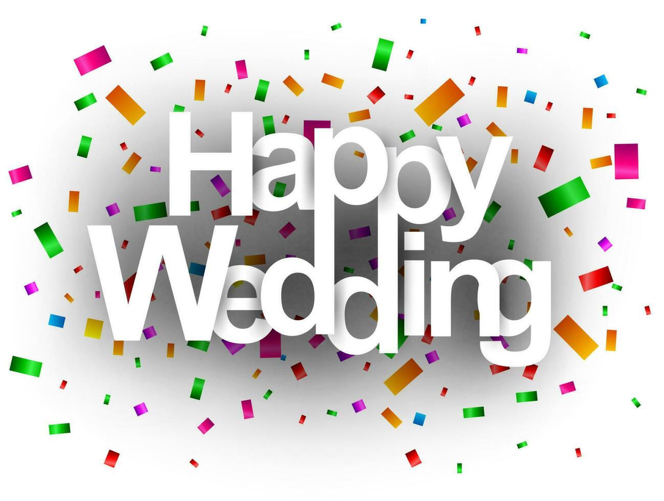 Happy Wedding Greeting Card Paper Cut, Vector Illustration