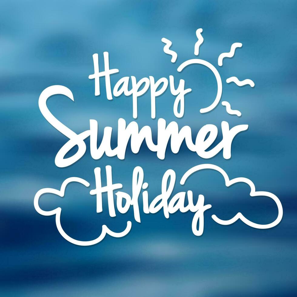 Happy Summer Holiday Text, Vector Illustration