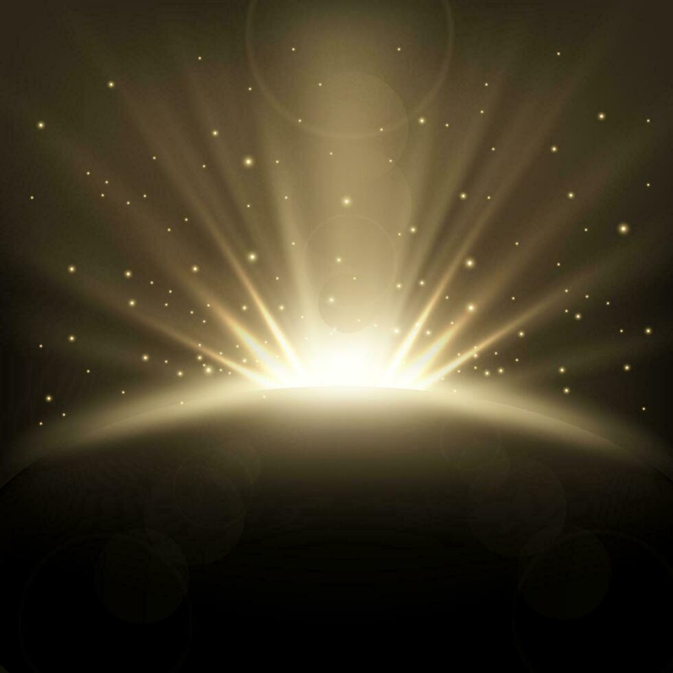 Elegant Rays Rising Background With Sparkles, Vector Illustration