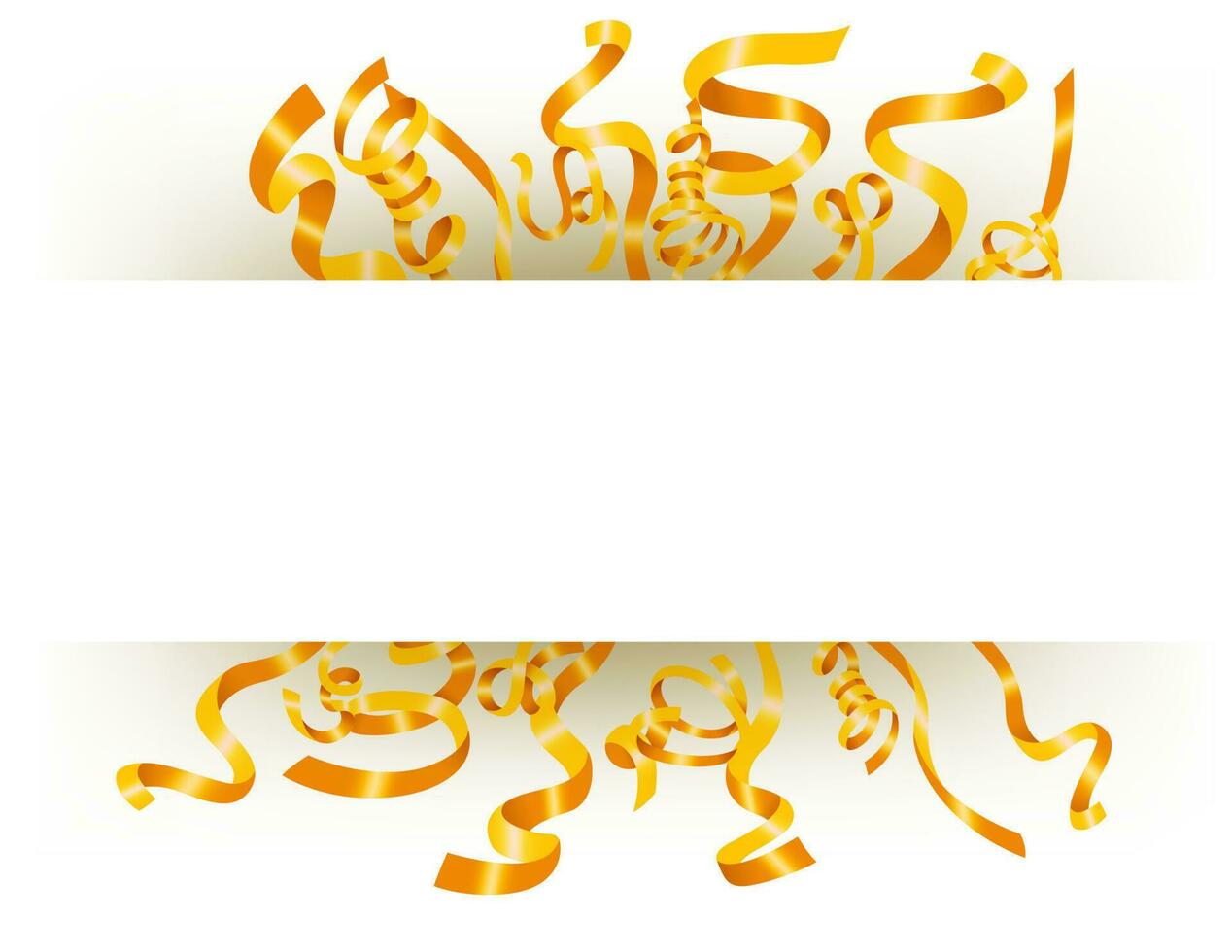 Golden Ribbons Floating With Text Space, Vector Illustration