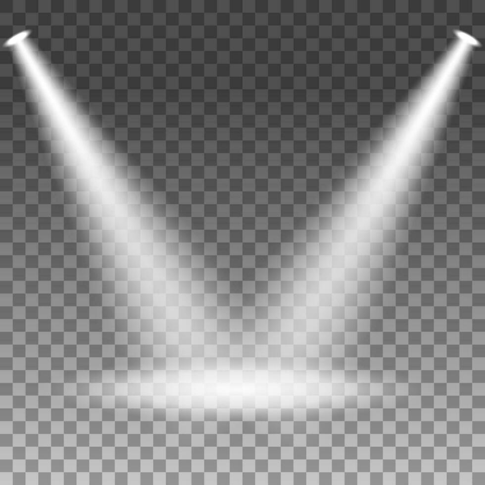 Spotlights Shining On Light Background, Vector Illustration
