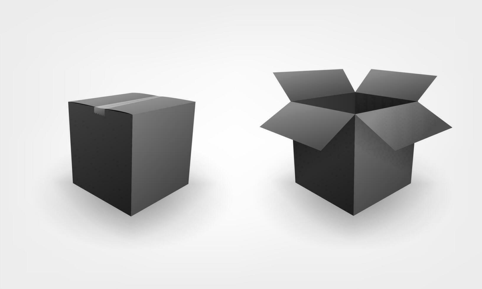 blanco abierto y cerrado blanco caja paquete negocio concepto, vector ilustración