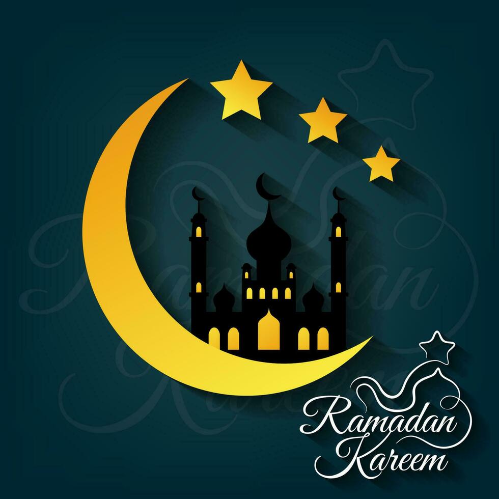 Greeting Card For Islamic Holy Month Of Prayers, Ramadan Kareem Celebrations, Vector Illustration