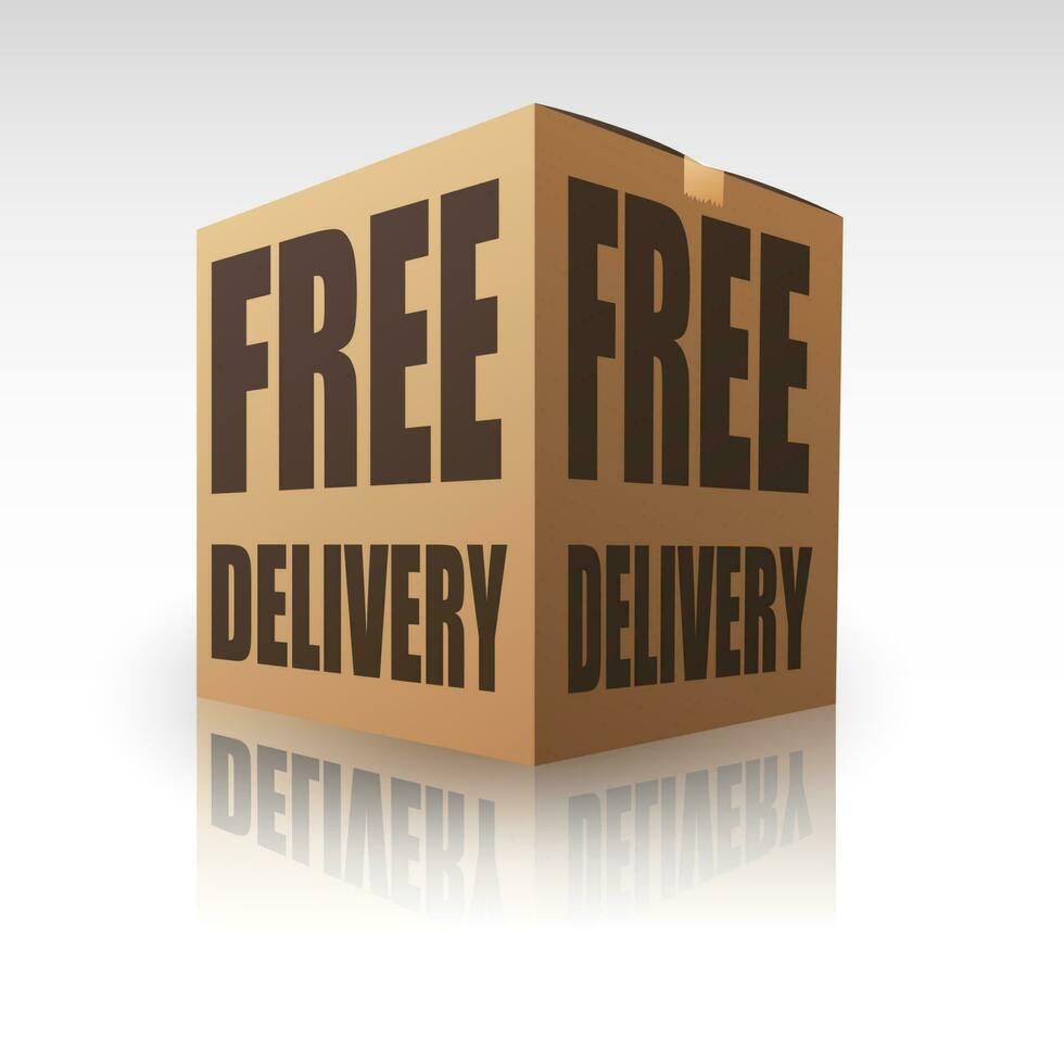 Free Delivery Package Shipping Online, Vector Illustration