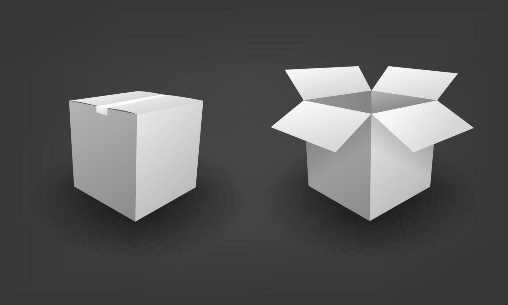Blank Open And Closed White Box Package Business Concept, Vector Illustration