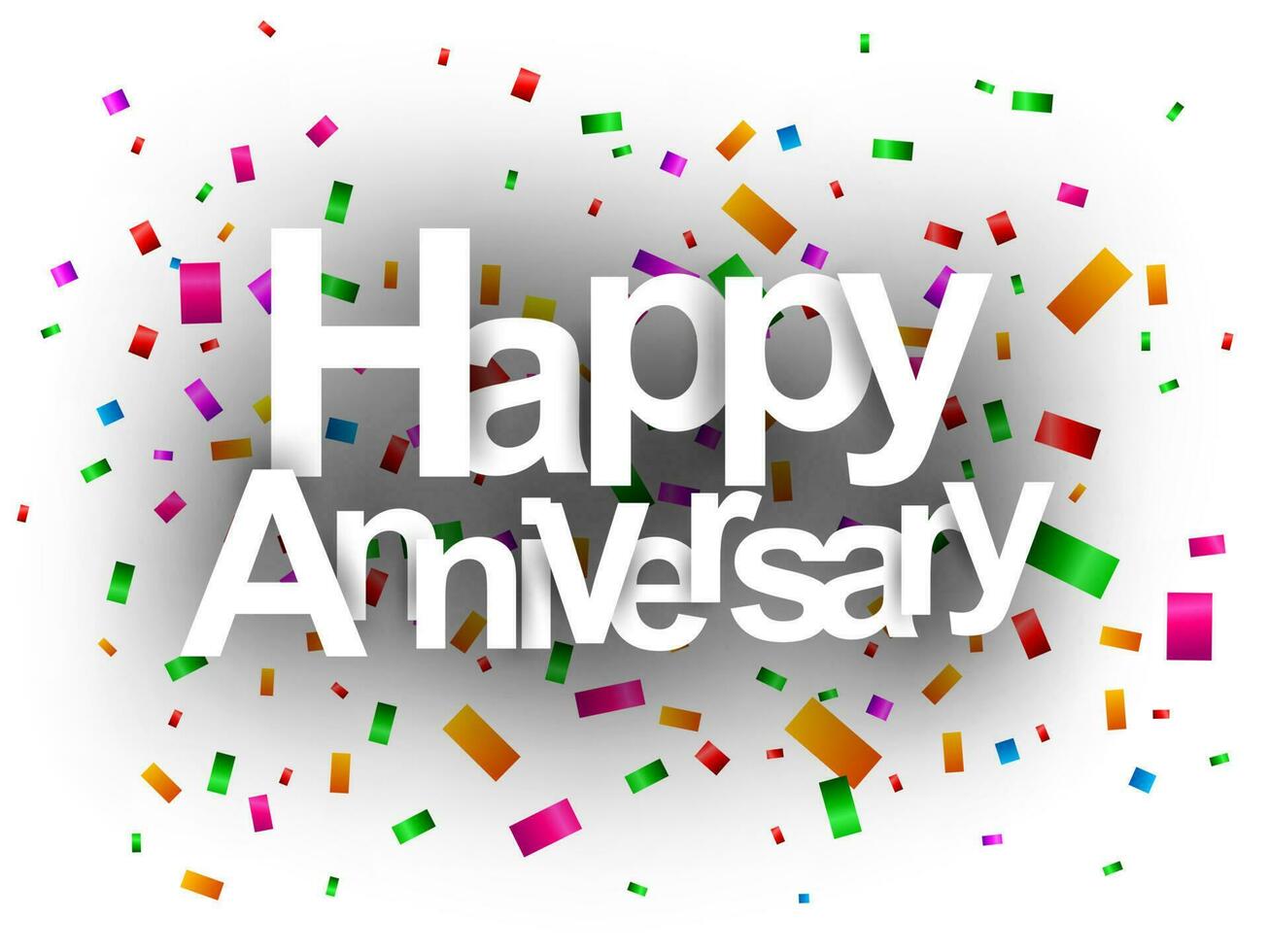 Happy Anniversary Text With Confetti, Vector Illustration