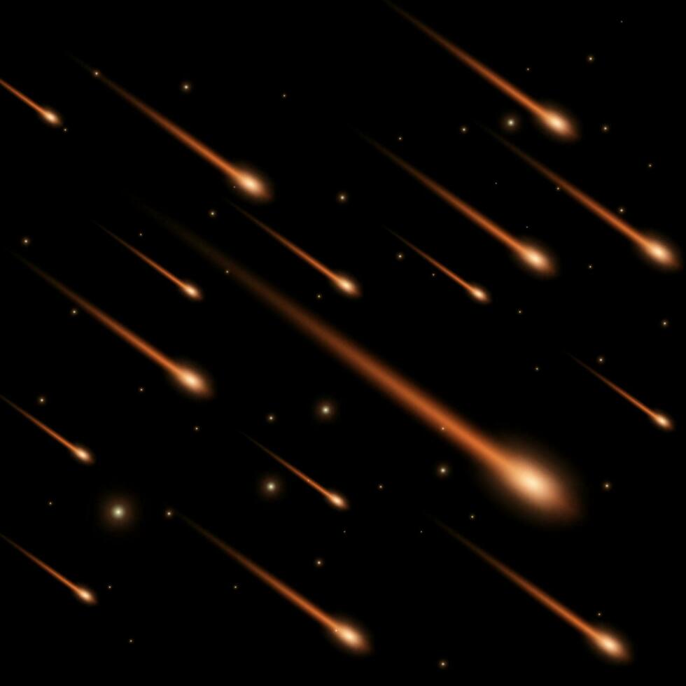 Meteor Rain From Space, Vector Illustration