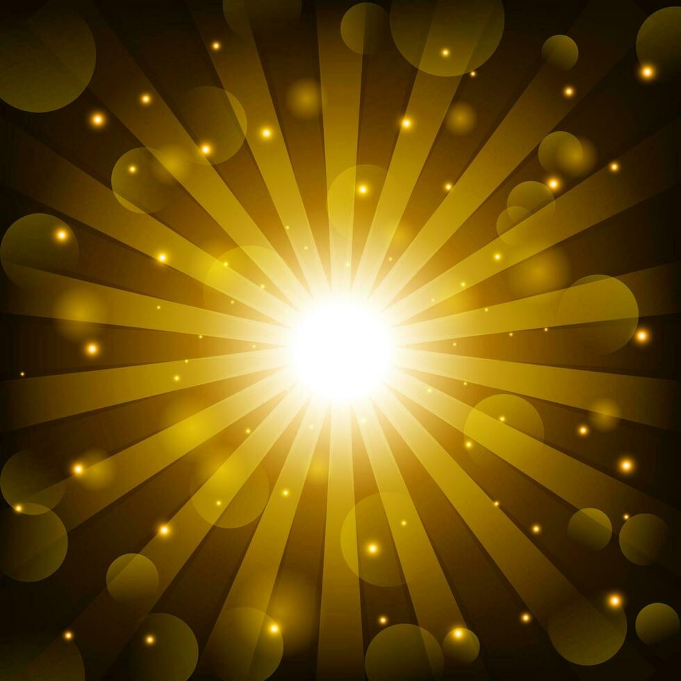 Golden Shine With Lens Flare Background, Vector Illustration